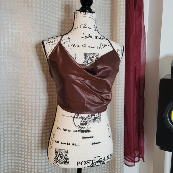 NWT H&M Divided Satin Backless Tie Crop Top - Size Medium - Picture 10 of 10